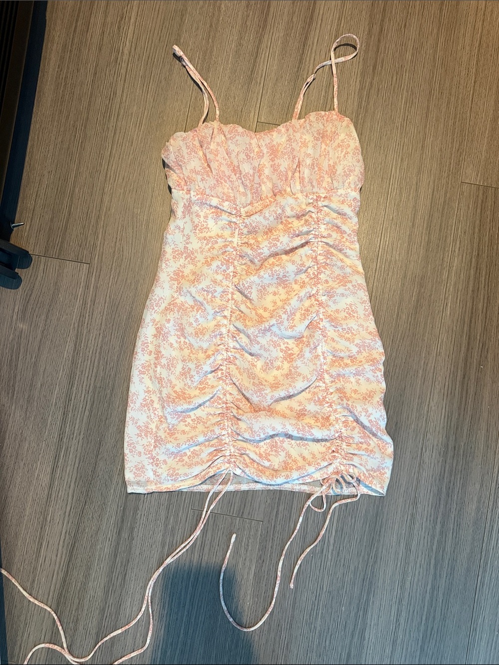 Princess Polly Cream and Pink Toile Drawstring Mini Dress